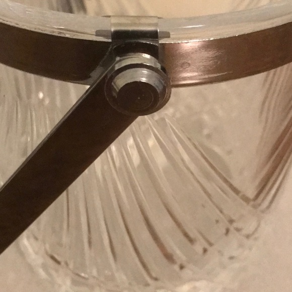 Vintage Crystal Heavy Cut Glass or Pressed Ice Bucket Clear Silver - Picture 5 of 9